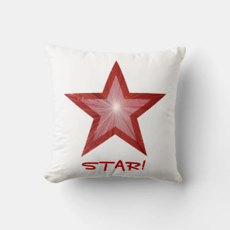 Red Star 'STAR!' throw pillow square white