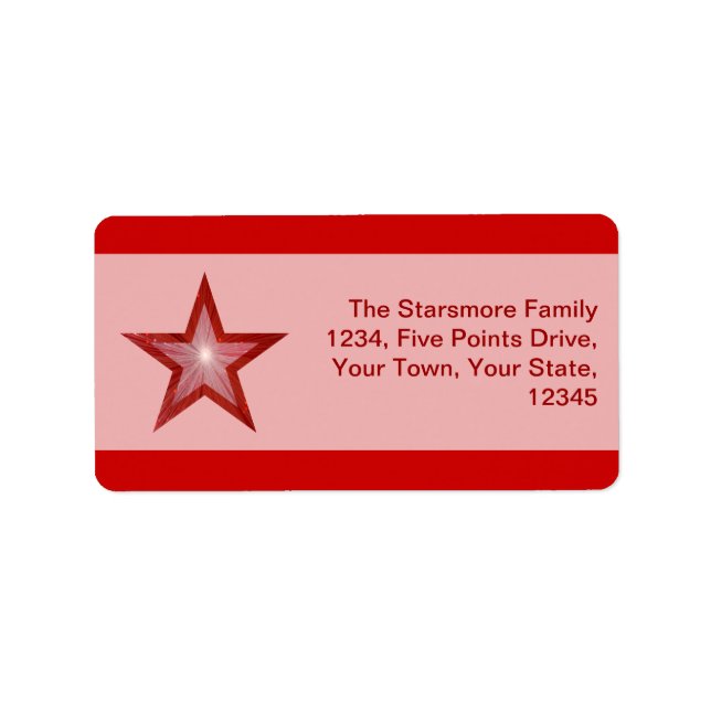 Red Star stripe address label pink (Front)