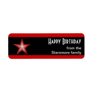 Red Star stripe 'Happy Birthday' text small black