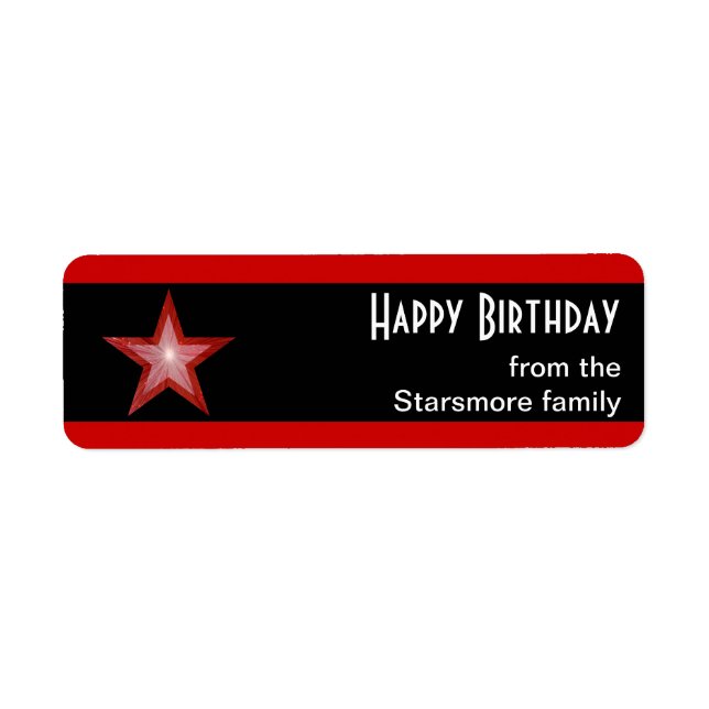 Red Star stripe 'Happy Birthday' text small black (Front)