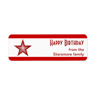 Red Star stripe 'Happy Birthday' text small white