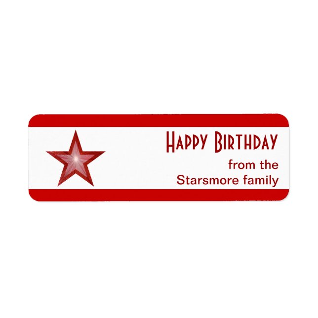 Red Star stripe 'Happy Birthday' text small white (Front)