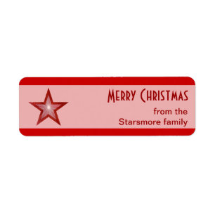 Red Star stripe Merry Christmas text small pink