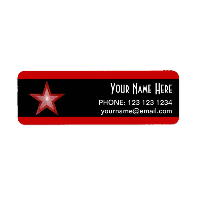 Red Star stripe 'Name' text label small black (Front)