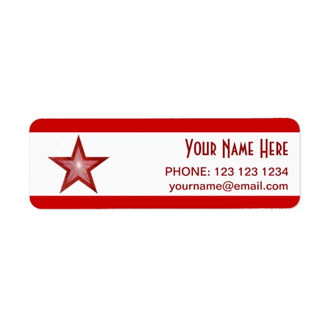 Red Star stripe 'Name' text label small white (Front)