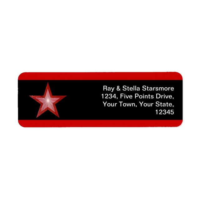 Red Star stripe return address label black (Front)