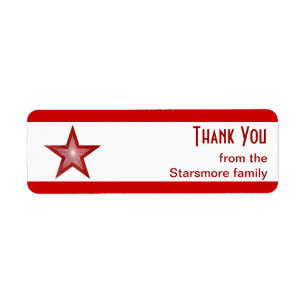 Red Star stripe 'Thank You' text small white