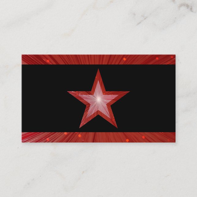 Red Star stripes business card template black (Front)