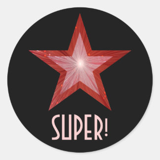 Red Star 'SUPER!' round sticker black
