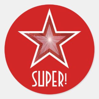 Red Star 'SUPER!' round sticker red