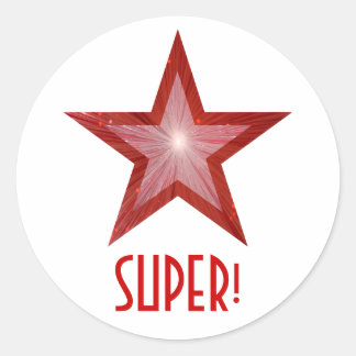 Red Star 'SUPER!' round sticker white