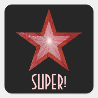 Red Star 'SUPER!' square sticker black
