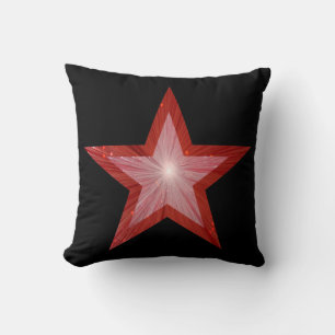 Red Star 'Text' throw pillow square black