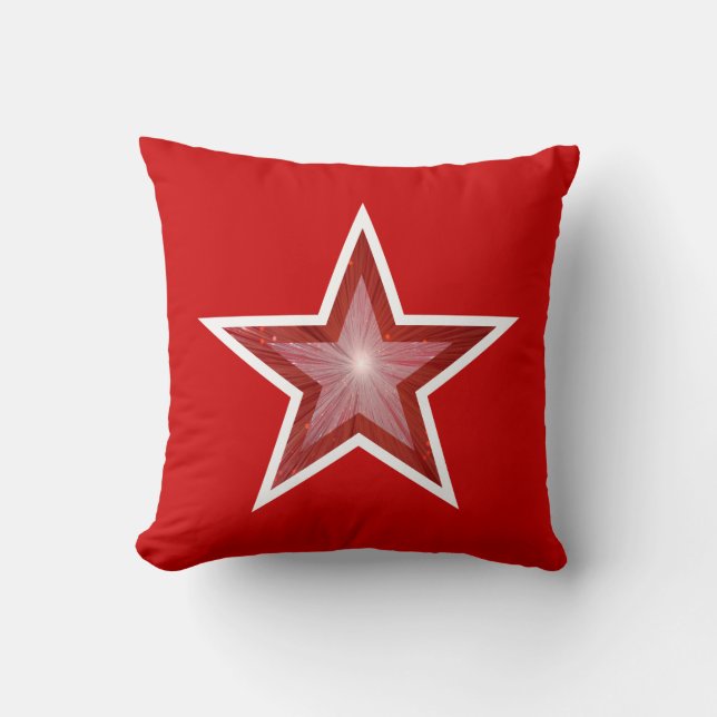 Red Star 'Text' throw pillow square red (Front)