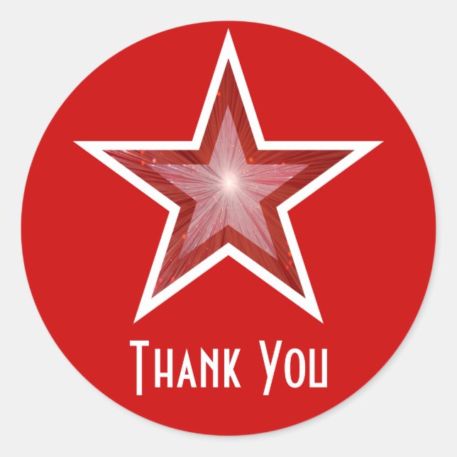 Red Star "Thank You" round sticker red (Front)