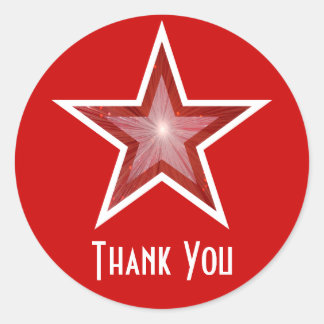 Red Star "Thank You" round sticker red