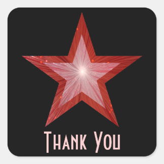 Red Star 'Thank You' square sticker black