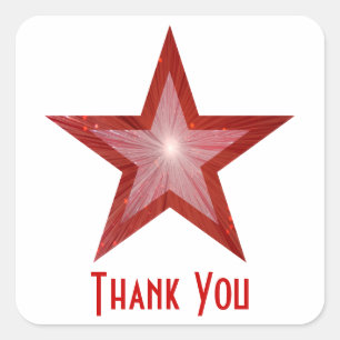 Red Star 'Thank You' square sticker white