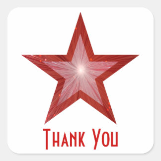 Red Star 'Thank You' square sticker white
