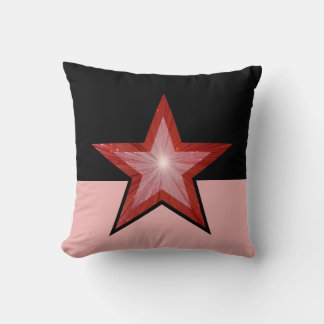 Red Star throw pillow square pale pink black