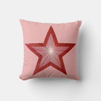 Red Star throw pillow square pale pink red back
