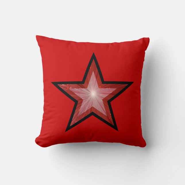Red Star throw pillow square red black (Front)