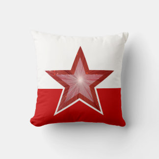 Red Star throw pillow square red white