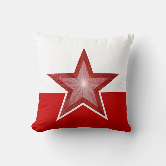 Red Star throw pillow square red white (Front)