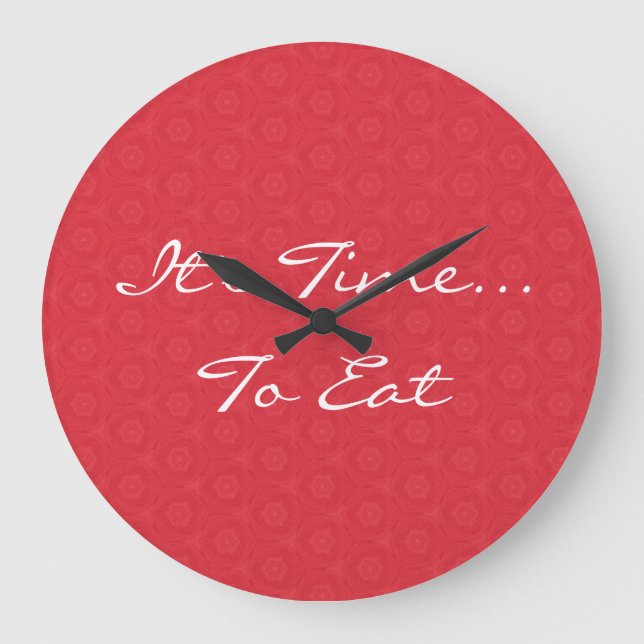Red Star Triangle Pattern It's Time To Eat G200 Large Clock (Front)