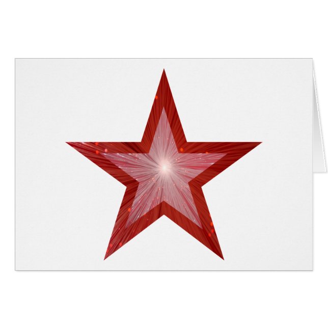 Red Star two tone greetings card white (Front Horizontal)