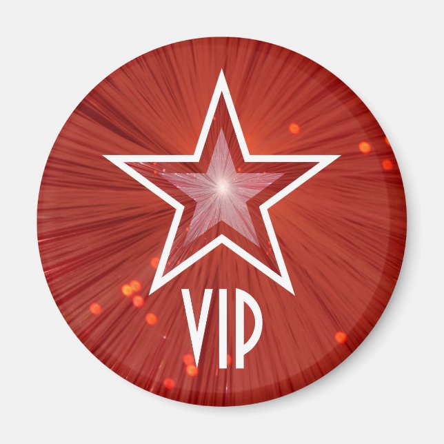 Red Star 'VIP' fridge magnet round (Front)