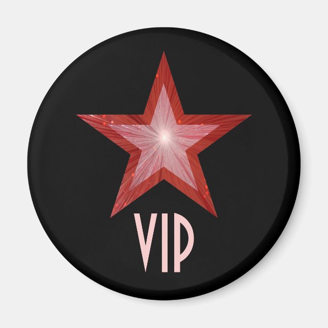 Red Star 'VIP' fridge magnet round black (Front)