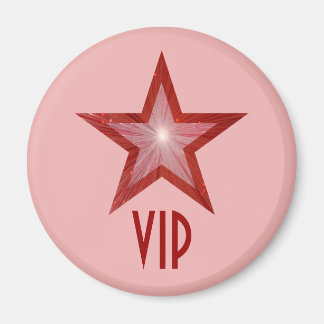 Red Star 'VIP' fridge magnet round pink