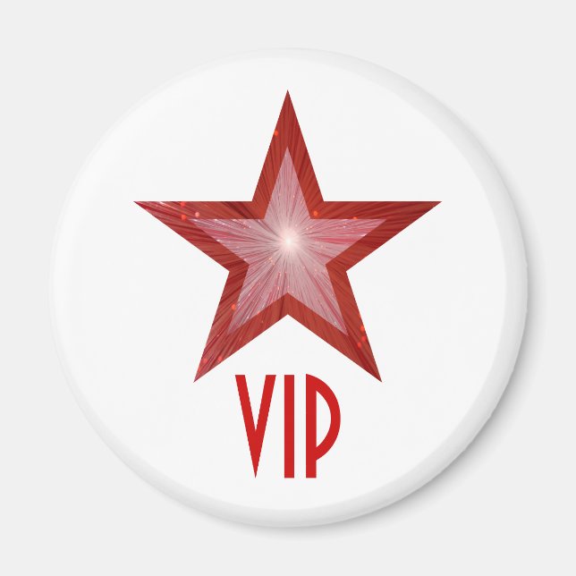 Red Star 'VIP' fridge magnet round white (Front)