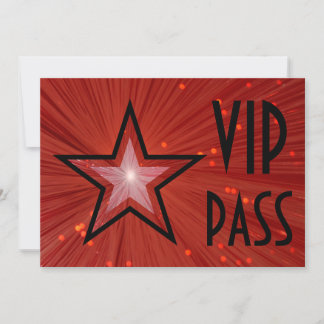 Red Star 'VIP PASS' horizontal black back Invitation