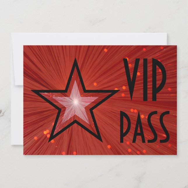 Red Star 'VIP PASS' horizontal black back Invitation (Front)