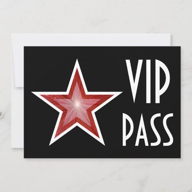 Red Star 'VIP PASS' invitation black horizontal (Front)