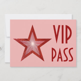 Red Star 'VIP PASS' invitation pink horizontal