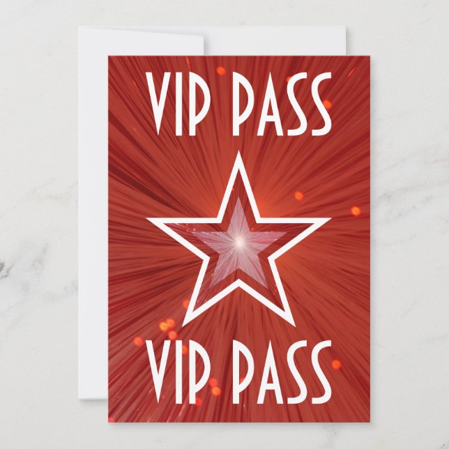 Red Star 'VIP PASS' invitation white (Front)