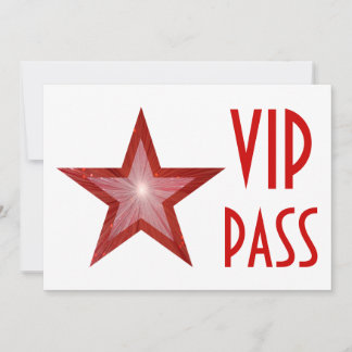 Red Star 'VIP PASS' invitation white horizontal