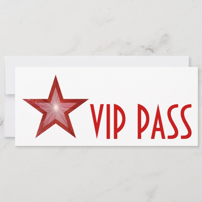 Red Star 'VIP PASS' invitation white long (Front)