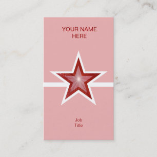Red Star white line business card pink vertical