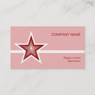 Red Star white line business card template pink