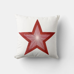 Red Star White 'Text' throw pillow square