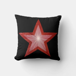 Red Star white throw pillow square black back