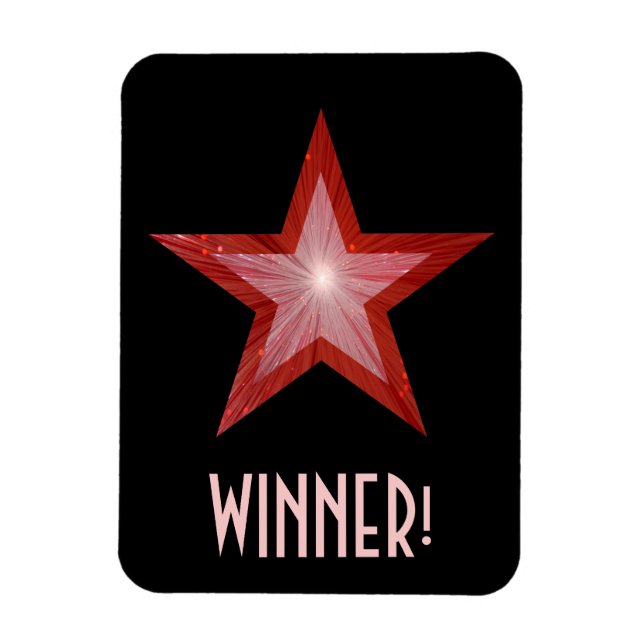 Red Star 'Winner!' flexible magnet black (Vertical)