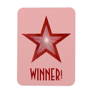 Red Star 'Winner!' flexible magnet pink