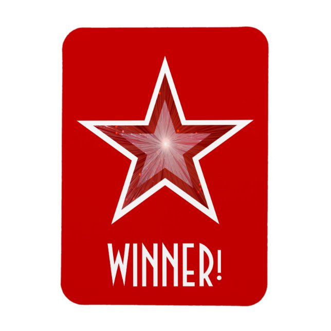 Red Star 'Winner!' flexible magnet red (Vertical)