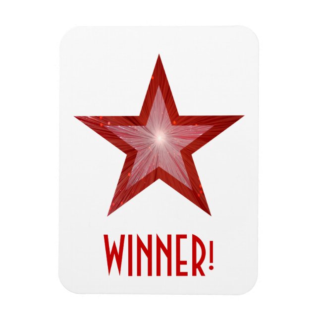 Red Star 'Winner!' flexible magnet white (Vertical)