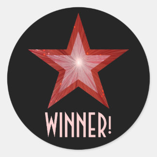 Red Star 'WINNER!' round sticker black